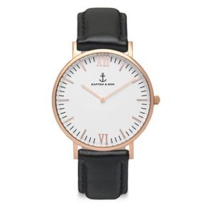Kapten & Son Black Leather Rose Gold Watch